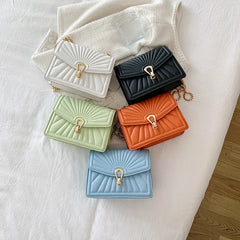 Embossed Crossbody Messenger Bag Lock Buckle Chain Shoulder PU Leather