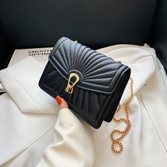 Embossed Crossbody Messenger Bag Lock Buckle Chain Shoulder PU Leather