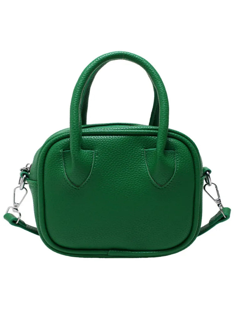 Solid Pu Leather Shoulder Bag for Women Top Handle Crossbody Bags