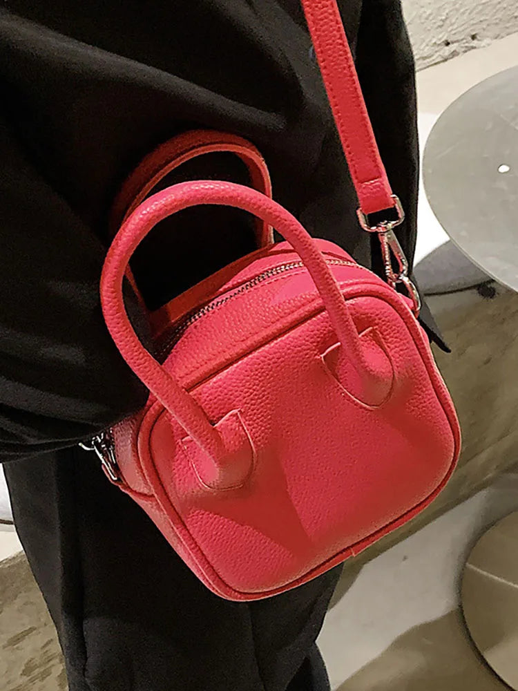 Solid Pu Leather Shoulder Bag for Women Top Handle Crossbody Bags