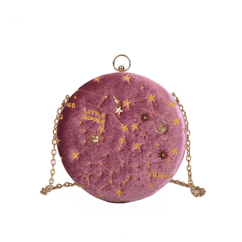 Starry Sky Crossbody Bag Chains Suede Messenger Small Purses Lady Clucthes
