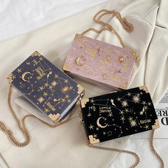 Starry Sky Crossbody Bag Chains Suede Messenger Small Purses Lady Clucthes