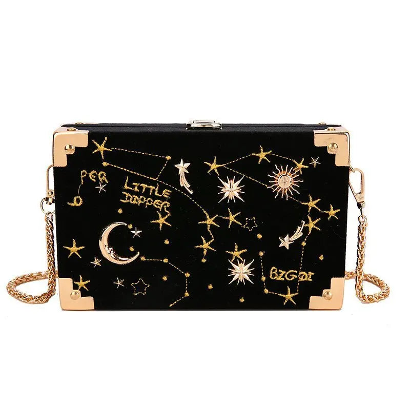 Starry Sky Crossbody Bag Chains Suede Messenger Small Purses Lady Clucthes