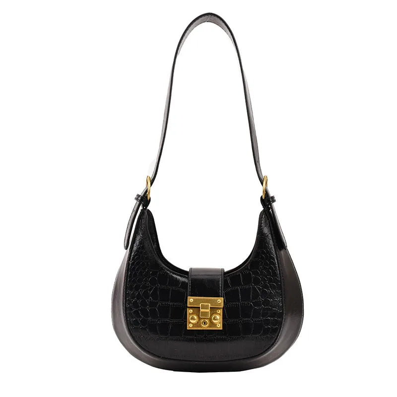 Winter Vintage Stone Pattern Leather Shoulder Side Bag for Women