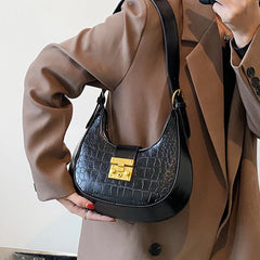 Winter Vintage Stone Pattern Leather Shoulder Side Bag for Women