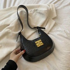 Winter Vintage Stone Pattern Leather Shoulder Side Bag for Women