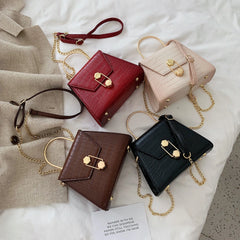 Stone Pattern Crossbody Bag Metal Handle Shoulder Messenger Handbag