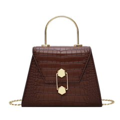 Stone Pattern Crossbody Bag Metal Handle Shoulder Messenger Handbag