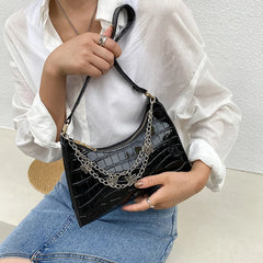Stone Pattern Shoulder Bags for Women, Butterfly Chains Armpit Handbag