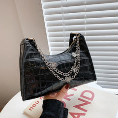 Stone Pattern Shoulder Bags for Women, Butterfly Chains Armpit Handbag