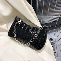 Stone Pattern Shoulder Underarm Bags for Women Retro PU Leather Chain Small Hand