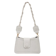 Stone Pattern Women Shoulder Bag PU Retro Woven Strap