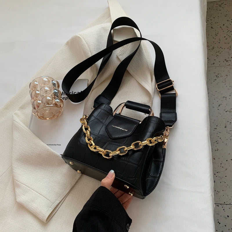 Stone Pattern PU Leather Bucket Crossbody Bags for Women Totes Women's Shoulder