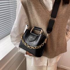 Stone Pattern PU Leather Bucket Crossbody Bags for Women Totes Women's Shoulder