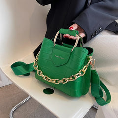 Stone Pattern PU Leather Bucket Crossbody Bags for Women Totes Women's Shoulder