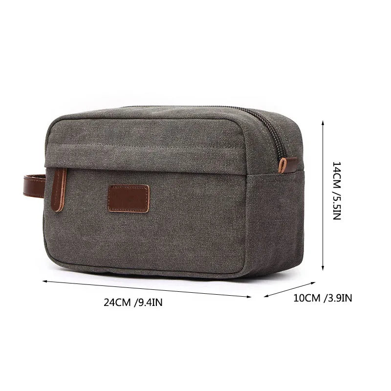 Canvas Waterproof Toiletry Organizer Bag for Men Women
