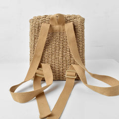 Rattan Backpack Girls Weave School Bags Beach Travel Women Shoulder B