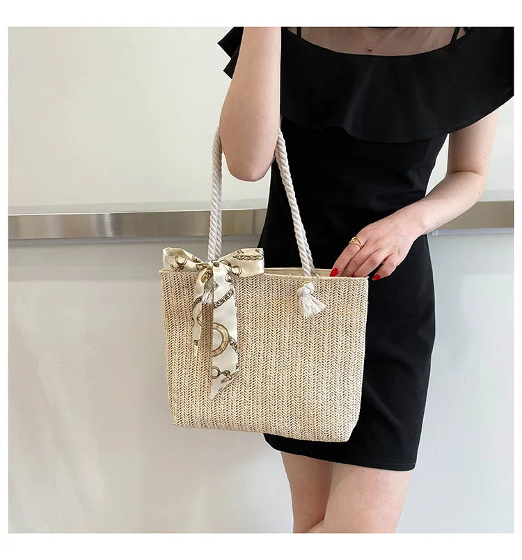 Woven Basket Tote Summer Beach Bags Lady Handbags