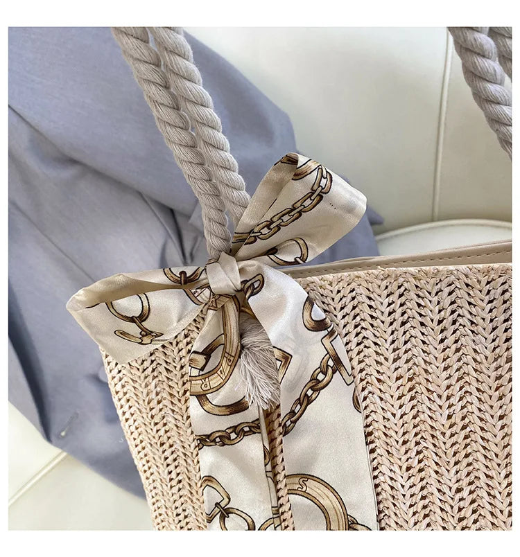 Woven Basket Tote Summer Beach Bags Lady Handbags