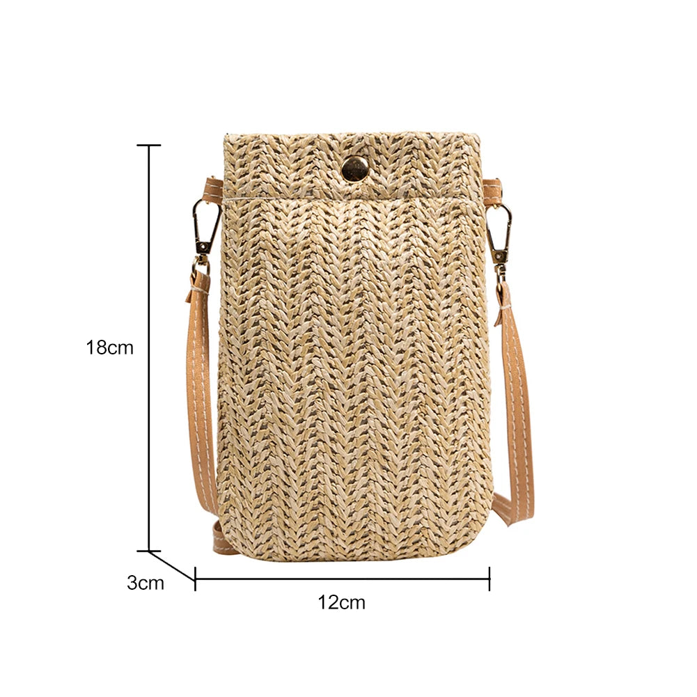 Straw Crossbody Bag for Women Summer Beach Travel Purse Shoulder Messenger