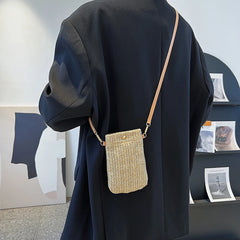 Straw Crossbody Bag for Women Summer Beach Travel Purse Shoulder Messenger