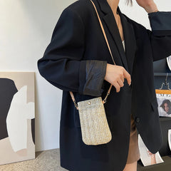 Straw Crossbody Bag for Women Summer Beach Travel Purse Shoulder Messenger