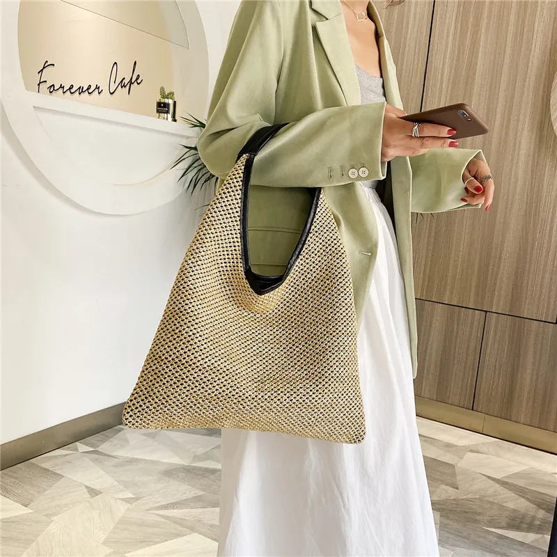 Straw Shopping Bag Retro Casual Women Totes Shoulder Bags