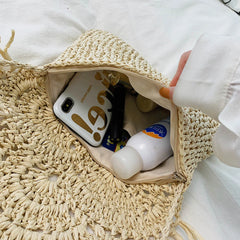 Woven Raffia Straw Shoulder Bag for Women Beach Shopping Crossbody Tote