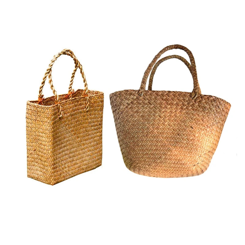 Straw Summer Beach Handbag Rattan Tote Bag Yellow