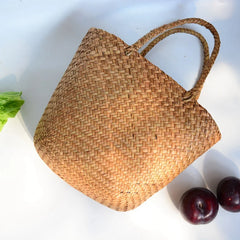Straw Summer Beach Handbag Rattan Tote Bag Yellow