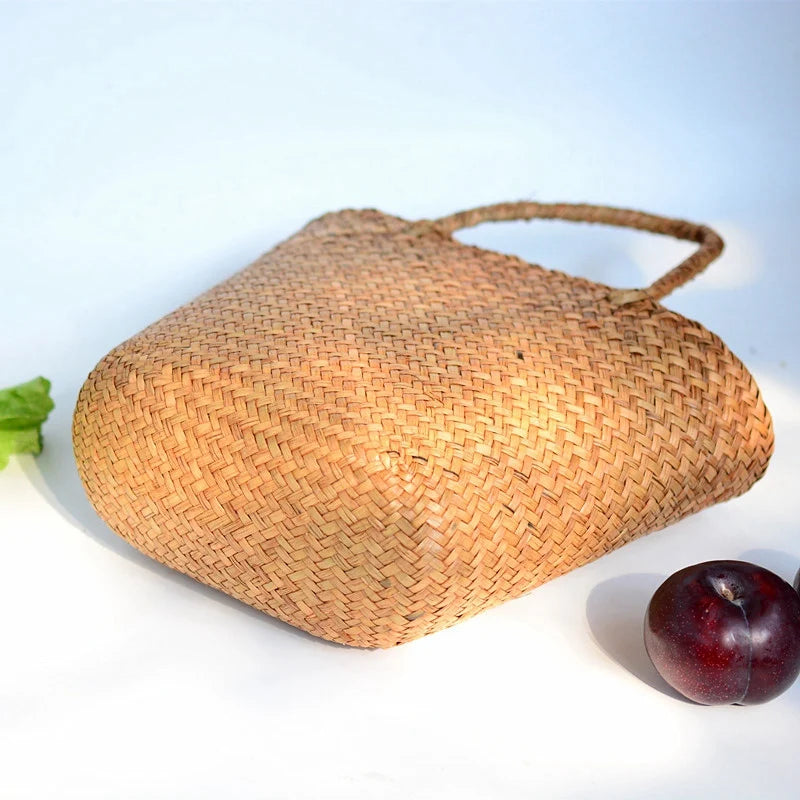 Straw Summer Beach Handbag Rattan Tote Bag Yellow