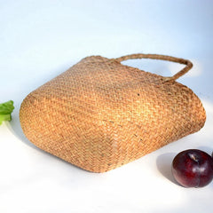 Straw Summer Beach Handbag Rattan Tote Bag Yellow