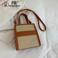 Straw Women Shoulder Bag Leather Crossbody Bags Fashionable