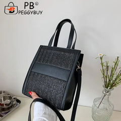 Straw Women Shoulder Bag Leather Crossbody Bags Fashionable