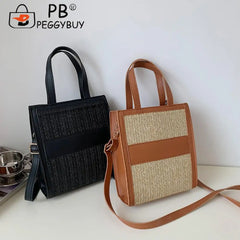 Straw Women Shoulder Bag Leather Crossbody Bags Fashionable