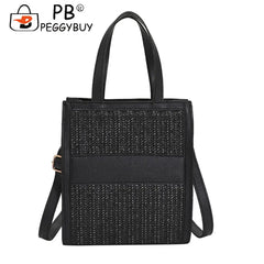Straw Women Shoulder Bag Leather Crossbody Bags Fashionable