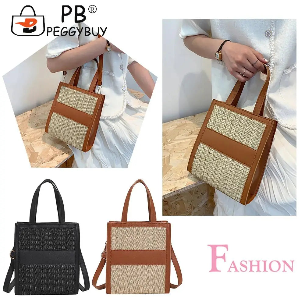Straw Women Shoulder Bag Leather Crossbody Bags Fashionable