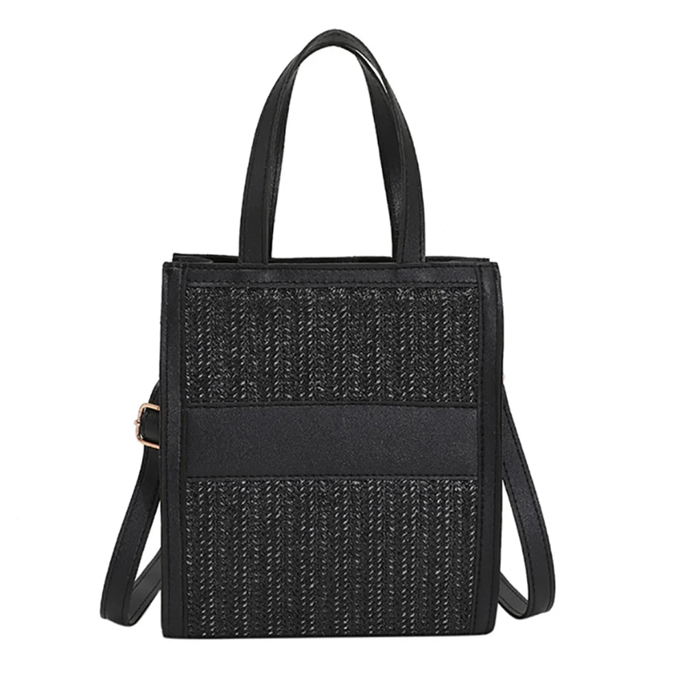 Straw Women Shoulder Bag Leather Woven Crossbody Bags