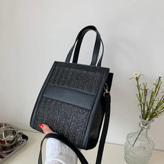 Straw Women Shoulder Bag Leather Woven Crossbody Bags