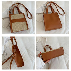 Straw Women Shoulder Bag Leather Woven Crossbody Bags