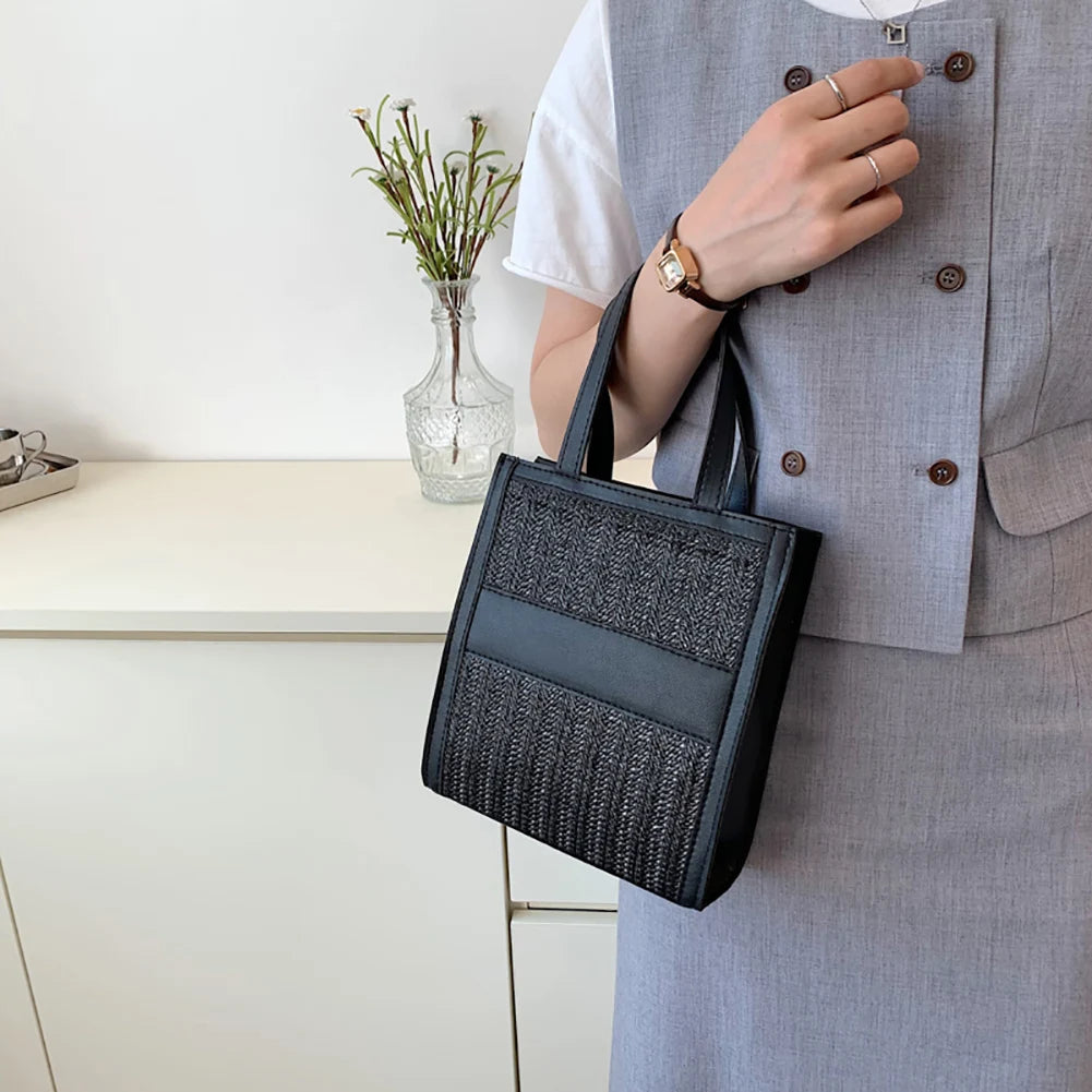 Straw Women Shoulder Bag Leather Woven Crossbody Bags