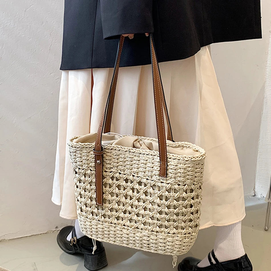 Straw Woven Bag Women's Handbag Shoulder Bag Large Capacity Tote Bag