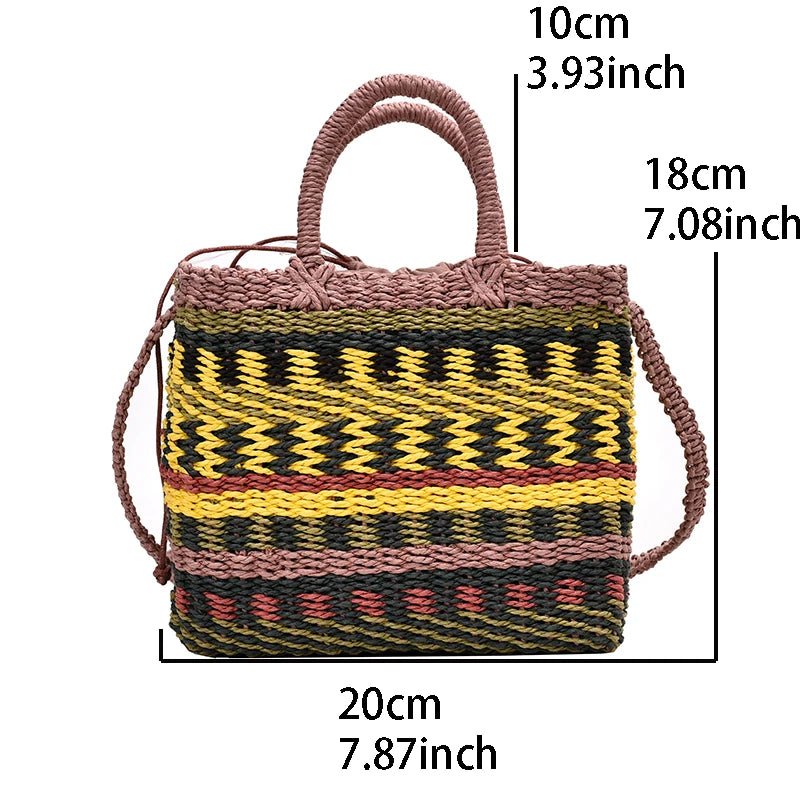 Colorful Straw Woven Handbag Crossbody Bag for Women