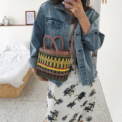 Colorful Straw Woven Handbag Crossbody Bag for Women