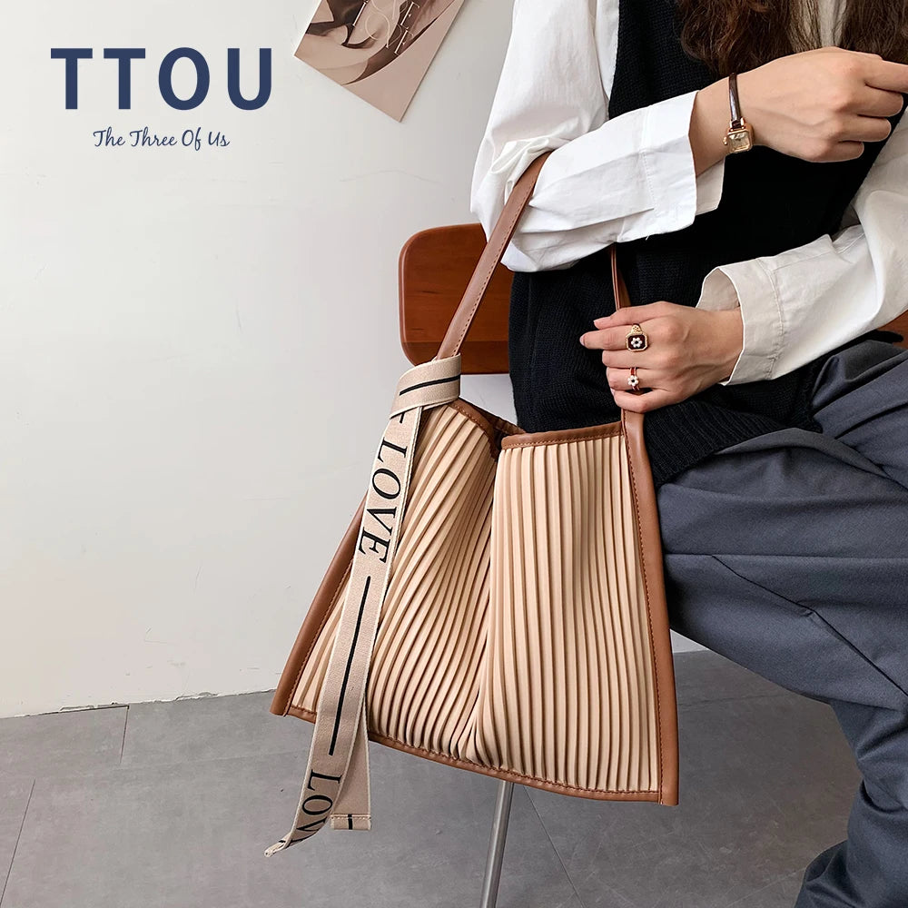 Stripe Leather Women Shoulder Bag Letter Tassel Female Crossbody Messenger Pack