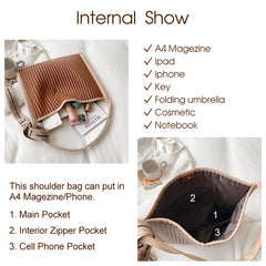 Stripe Leather Women Shoulder Bag Letter Tassel Female Crossbody Messenger Pack