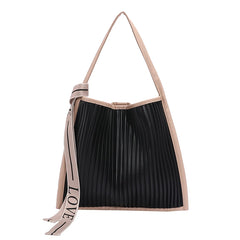 Stripe Leather Women Shoulder Bag Letter Tassel Female Crossbody Messenger Pack