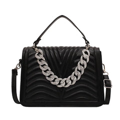 Striped Women Handbags PU Leather Chain Shoulder Bag Texture Shopping Bags