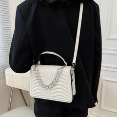 Striped Women Handbags PU Leather Chain Shoulder Bag Texture Shopping Bags