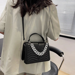 Striped Women Handbags PU Leather Chain Shoulder Bag Texture Shopping Bags
